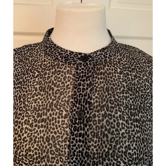 Michael Kors Blouse Smocked Leopard Print Blouse - Picture 3 of 6